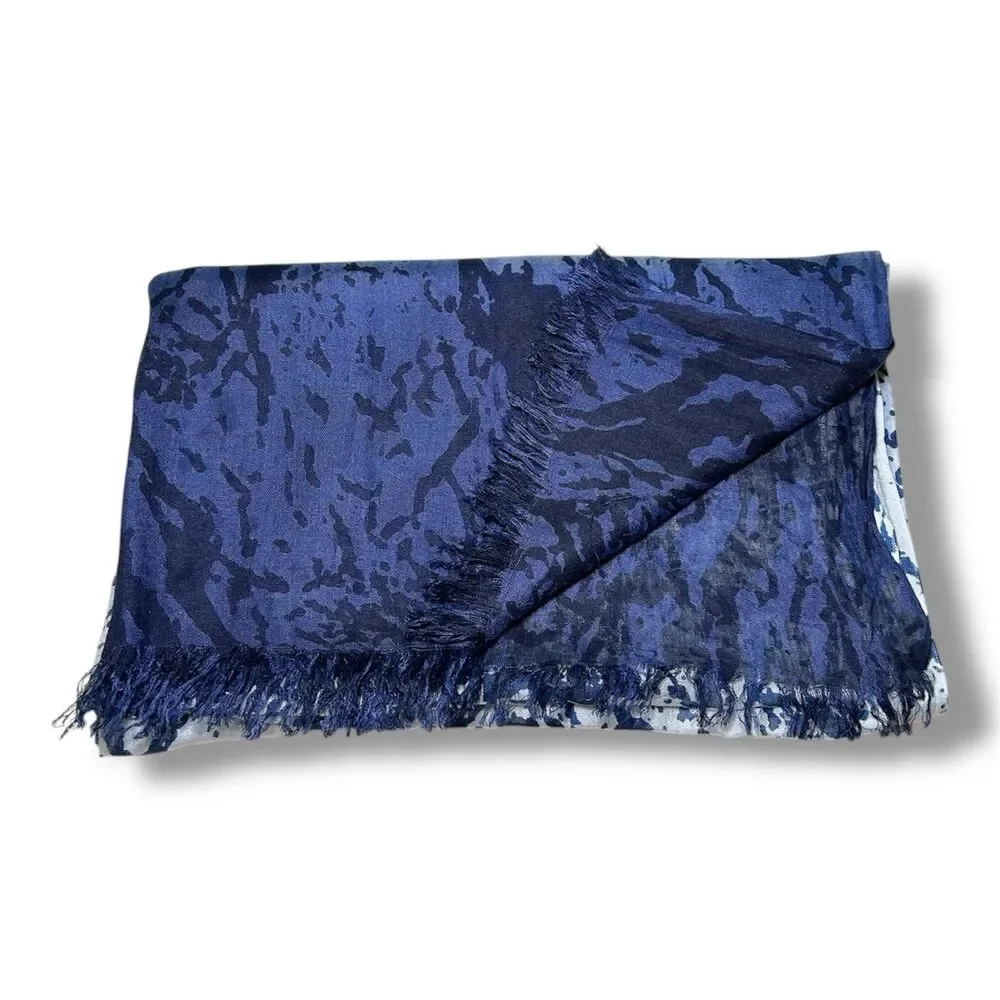 Blue & White Rectangular Scarf 70” X 29”